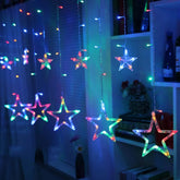 3.5M 138 LED Ice Column Star Fairy String Lantern Festival Wreath Curtain Star Lantern Wedding Home Outdoor Birthday Party